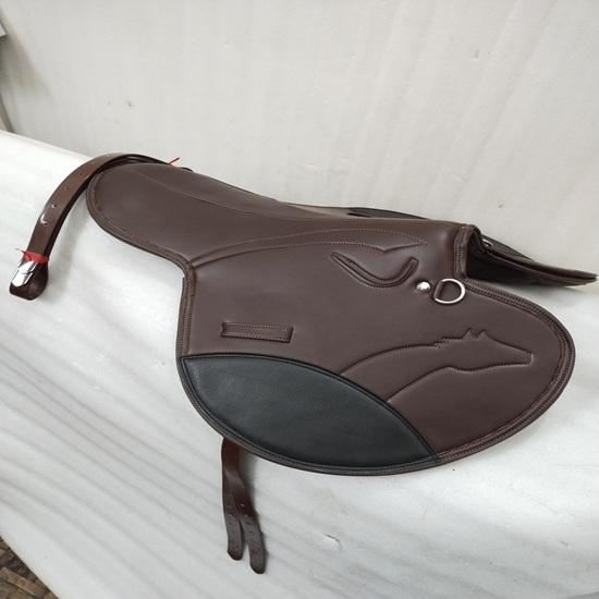 Black & Brown Synthetic Exercise Race Horse Saddles with Stirrup.