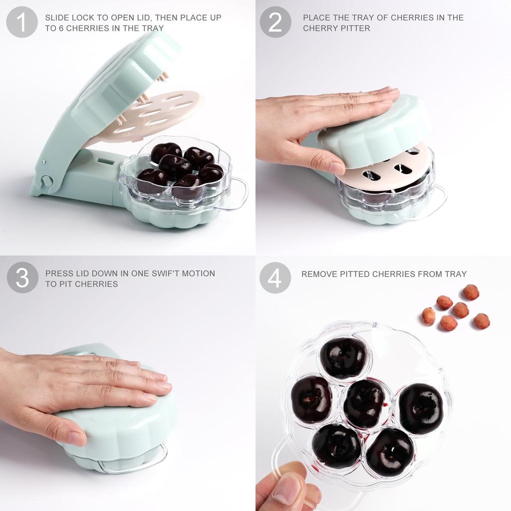 Cherry Pitter Olive Pitter Tool Pit Remover Quick Push Pull 6 Hole Seed Multi-Function Cherry Pitters Core Remover