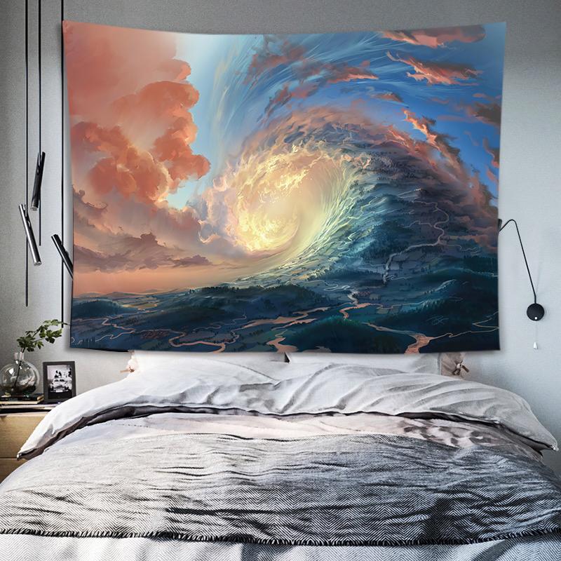 VIKAMA Moonlit Starry Sky Tapestry Wall Hanging Forest Trees Moon Tapestry Room Decoration Living Room Bedroom Aesthetics