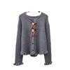 Autumn and Winter New Three-dimensional Flower Knitted Cardigan Design Soft Waxy Sweet Temperament Sweater Jacket Women