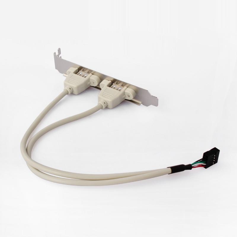 30Cm Black 2 Port Usb 2.0 Motherboard Rear Panel Expansion Bracket To Idc 9 Pin Motherboard Usb Cable Host Adapter