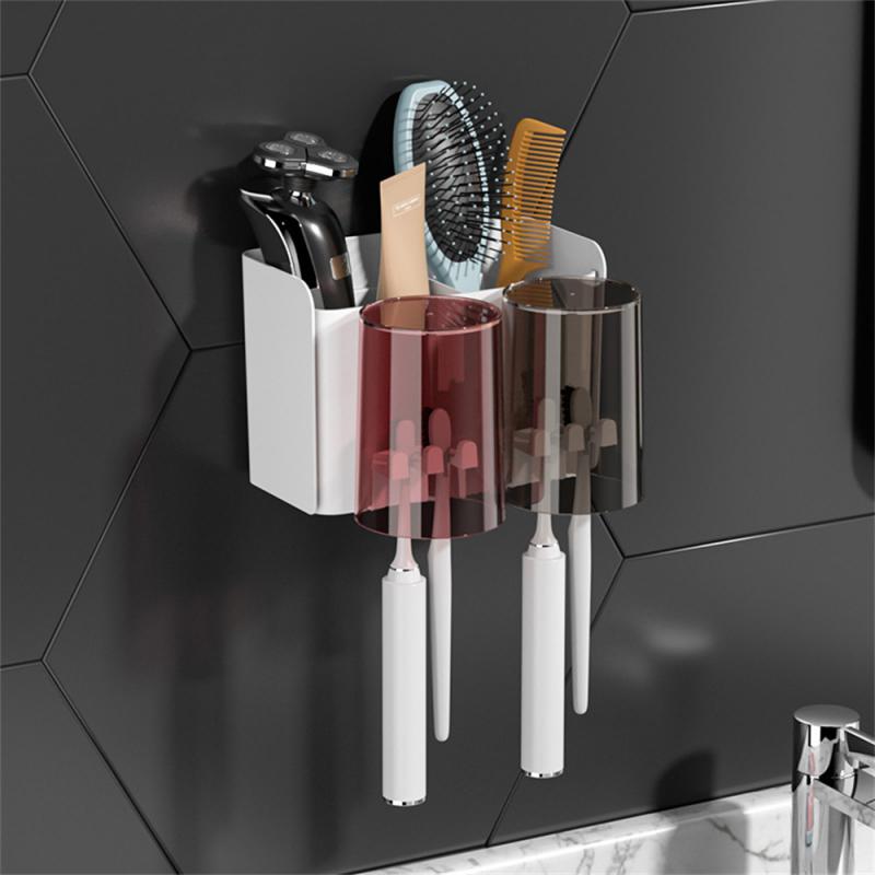 

Держатель для зубных щеток без перфорации, держатель для стакана для полоскания рта, не оставляющий следов, настенный, для ванной комнаты, выдавливатель зубной пасты, держатель для зубных щеток