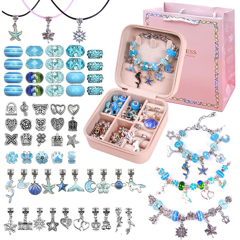 66Pcs Beads Kit For Diy Beaded Necklace Bracelet Jewrlry Making Cartoon Fairy Series Charms Gifts Set