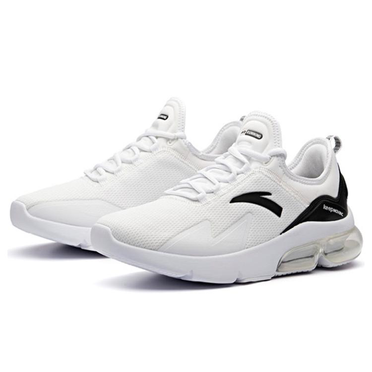 New Anta Cushioned Slip Resistant Breathable Coverage Low Top Running Shoes Men's White Black 91845510-4