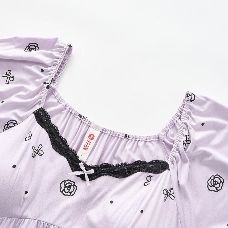 Fenteng Modal V-neck Short-sleeved Pajama Dress