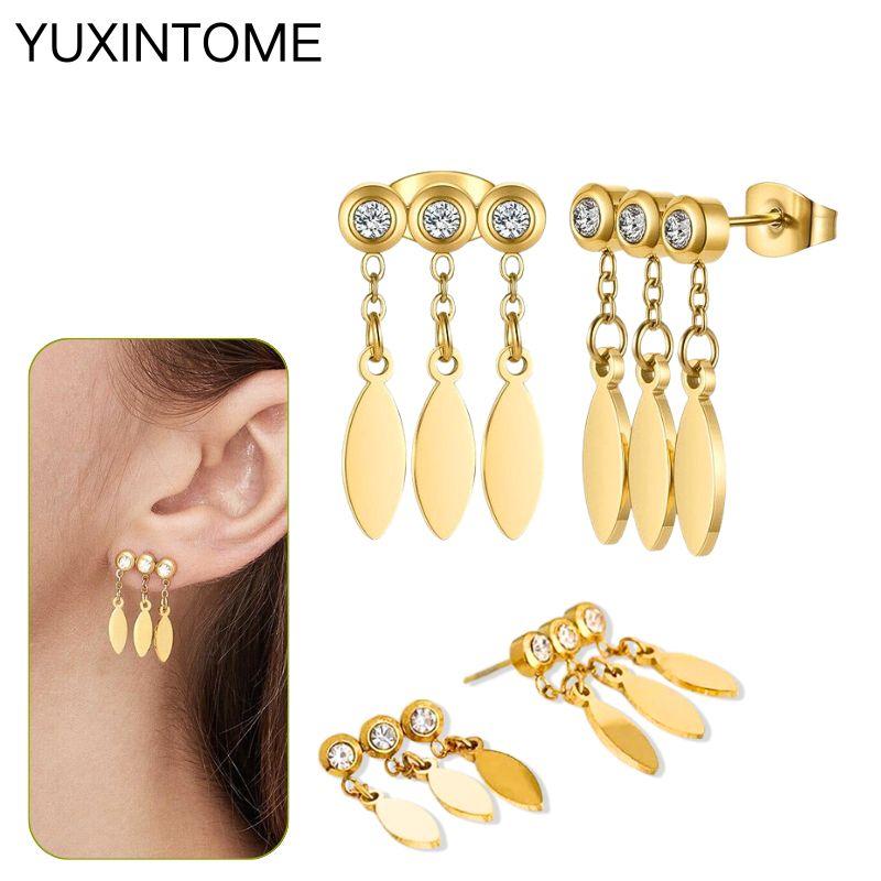 925 Silbernadel Exquisite Weiße Zirkon Steckerohrringe für Damen Geometrische Lange Kette Quaste Ohrringe Luxuriöser Schmuck