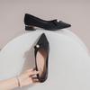 Pearl single shoes pointed thick heel temperament middle heel fairy shoes evening breeze gentle shoes spring and autumn large size women's shoes 41-43