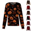Women's Casual Long Sleeve Button Down Halloween Print Top for Costume Wear
