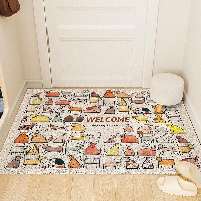 

Мультяшный пес Нескользящий кокосовый коврик для двери - Устойчивый к грязи и подрезаемый для дома 50×80cm