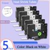 5 Adet Isıyla Daralan Makaron 5.8mm Uyumlu Brother Hse-211 Etiket Bandı Beyaz Üzerine Siyah Kaset Kasetleri P-Touch Etiket Yazıcıları İçin
