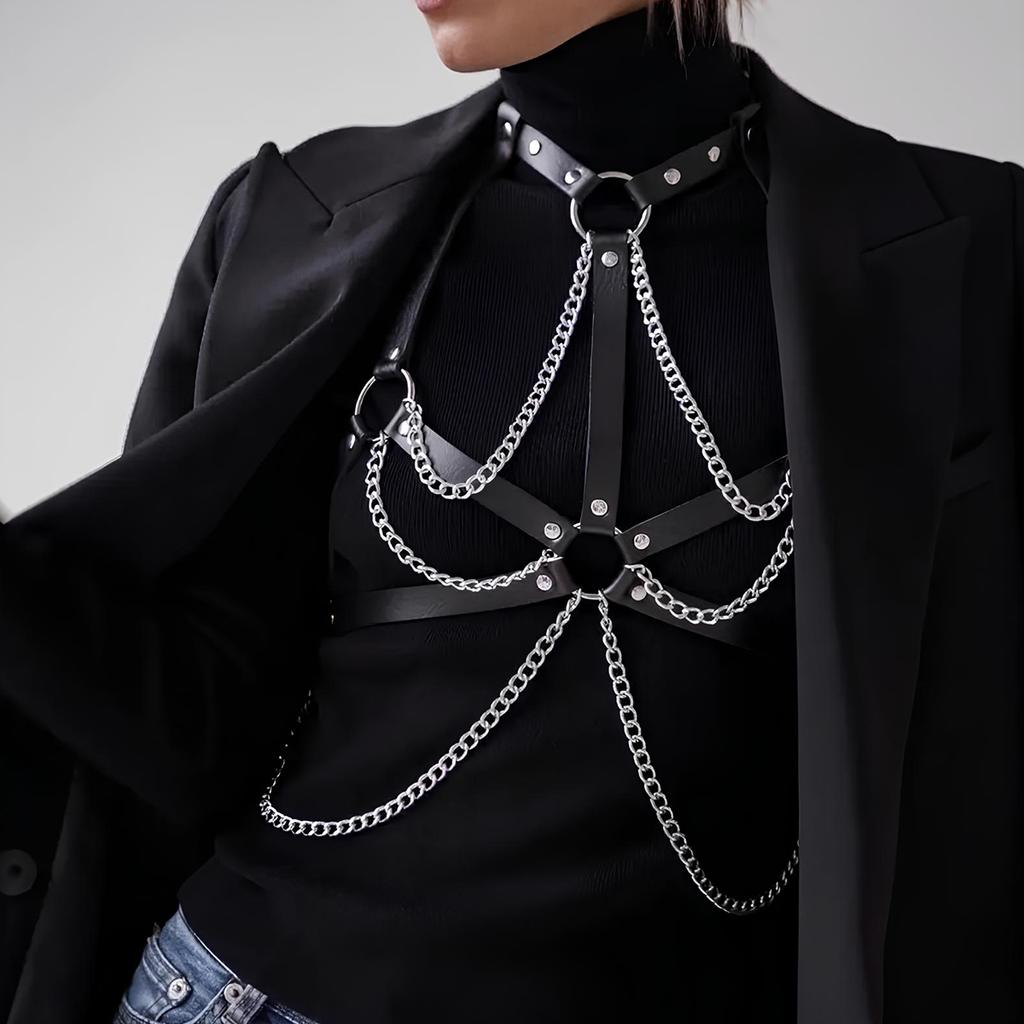 Catene da Corpo da Donna Stile Punk Eleganti Regolabili Adatte per Feste Vacanze Regalo Gioco di Ruolo Accessorio da Indossare