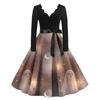 Women's Halloween Printed Long Maxi Dress for Costume Party