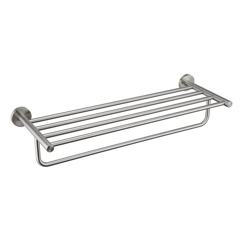 60 Series Model 304 Stainless Steel Wall-Mounted Towel Rack with Mirror Finish & Towel Ring