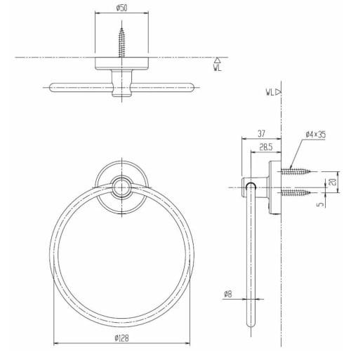 LIXIL INAX Držák na ručníky Standardní řada 136 x 37 x 156 KF-91