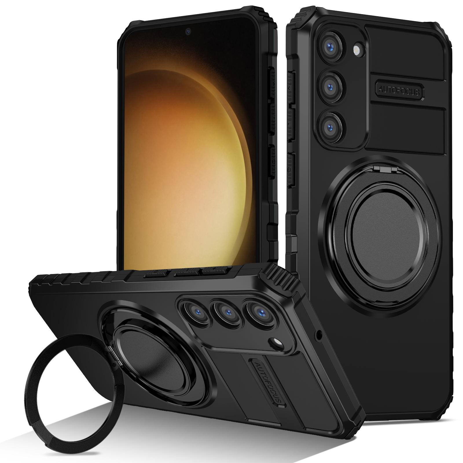 

For Samsung Galaxy S23+ Case Magnetic Case Rotary Kickstand Anti-Drop TPU+PC Phone Cover C