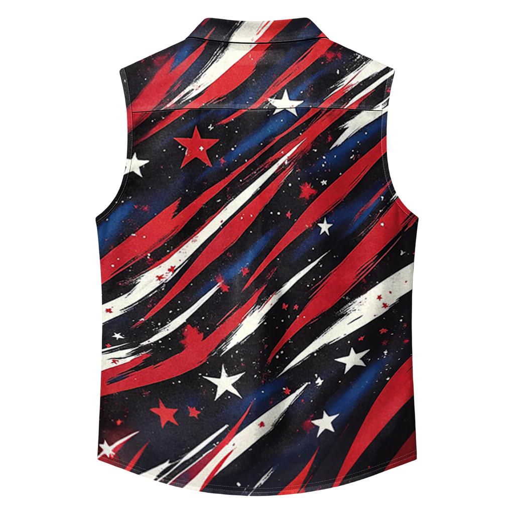 Men's Workwear Lapel Button-Down Vest Shirt - Lightweight Sleeveless Top