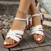 New casual flat sandals with one-word buckle strap cross-woven large-size women's shoes