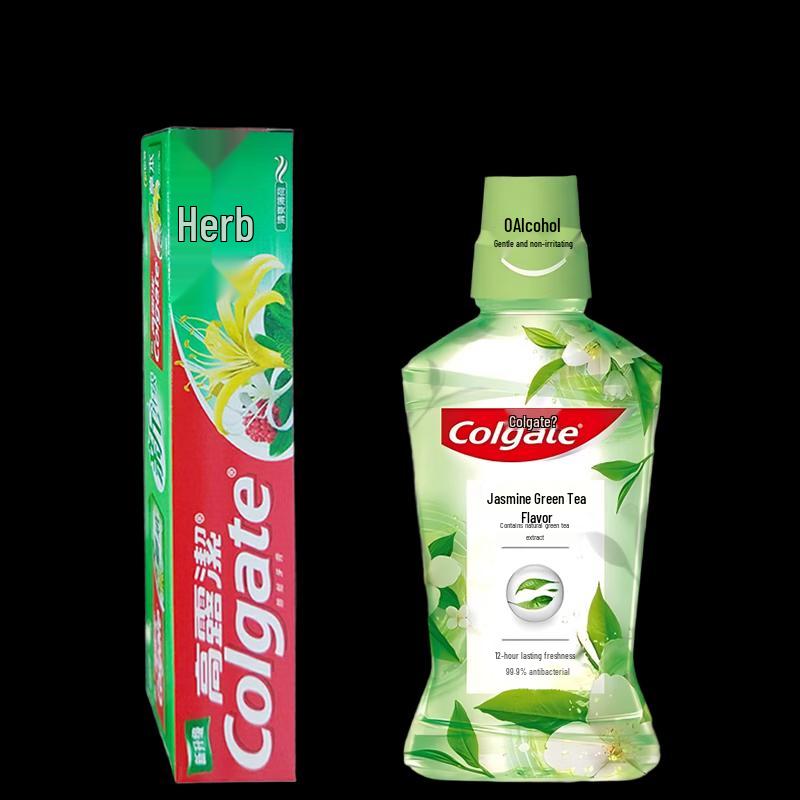 Colgate Herbal Toothpaste & Jasmine Green Tea Mouthwash Set