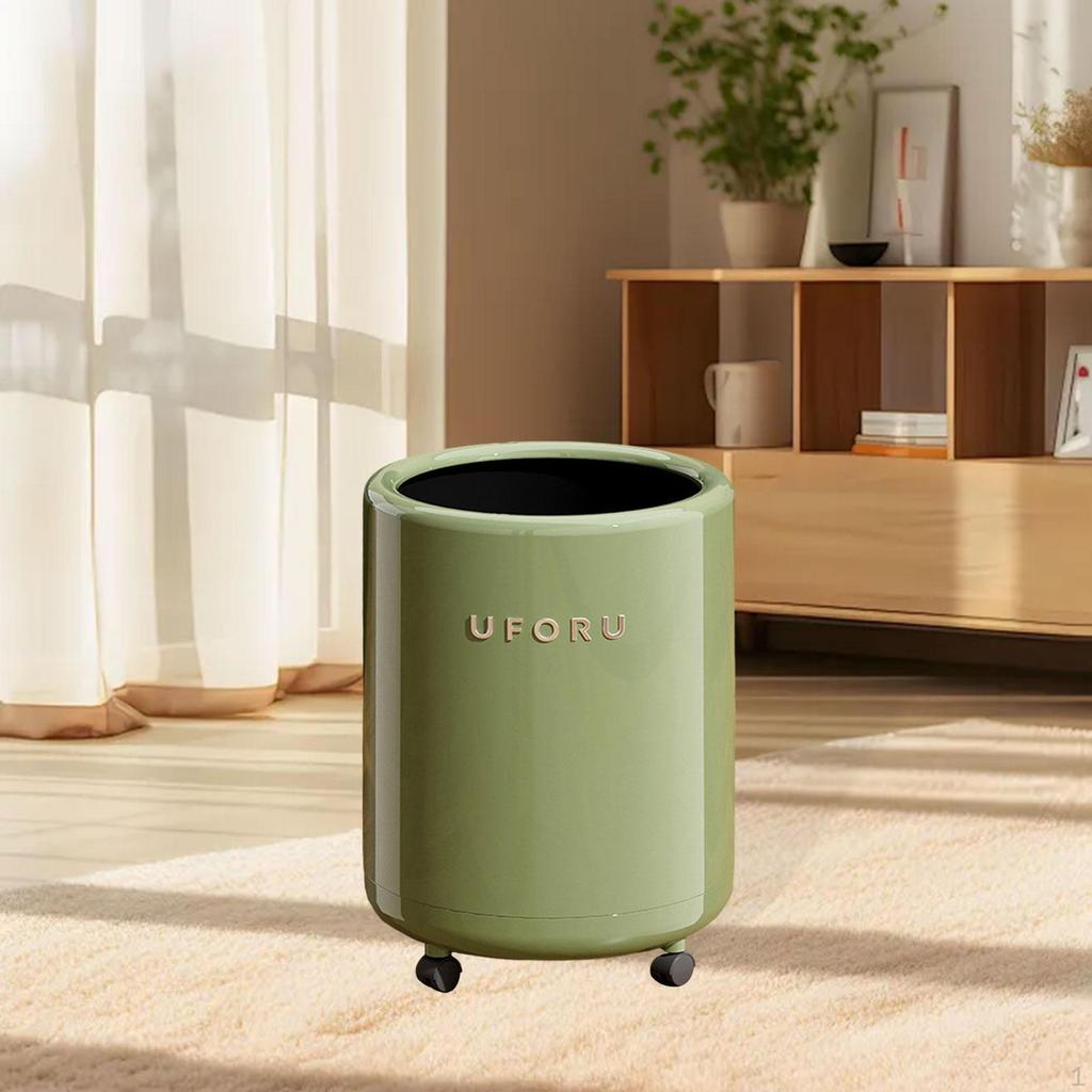 Garbage Can Waste, Paper Bucket, 12L with Wheels Creative Trash Recycling Bin for Bathroom
