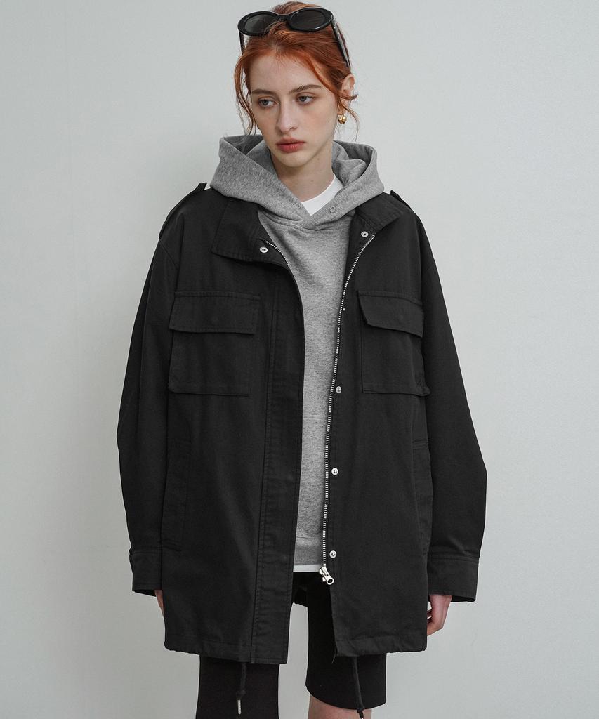 Siyazu Siot4134 Oversized Cotton Field Jacket_Black