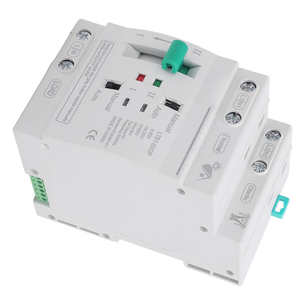 Double Power Automatic Transfer Switch 63A 2P 35mm DIN Rail Mount Power Transfer Switch