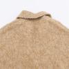 Women's European & American Winter Long Sleeve Color-Wash Polo Collar Knit Sweater Pullover
