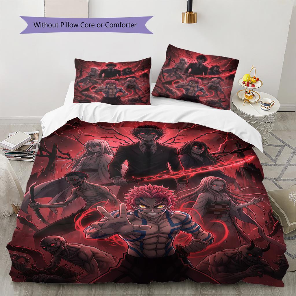 Demon Slayer Villain Characters Bedding Set, 1 Duvet Cover & 2 Pillowcases, Suitable for Home, Ideal Gift for Fans