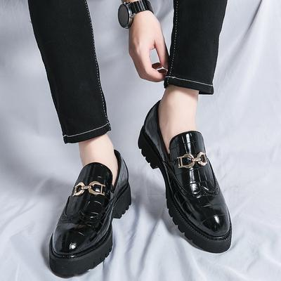 Hochwertige Metallschließe Slipper Hochzeitsparty Leder Stilvoll Designer Herrenschuhe Dicksohlig Vintage Komfort Männliche Freizeitschuhe