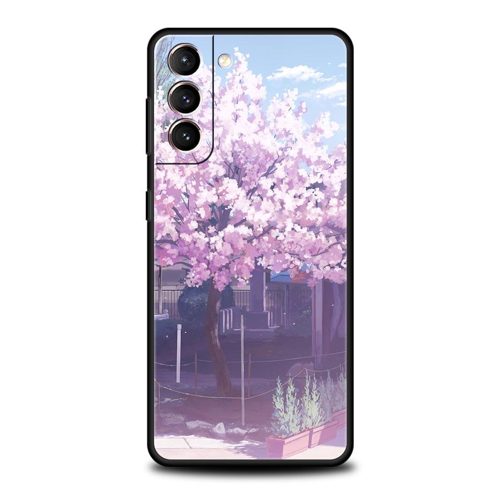 Cherry Japanese Traint Moun Fuji Phone Case For Samsung Galaxy S23 Ultra S22 S21 S20 FE 5G S10 S10E S9 S8 Plus Note 20 Cover