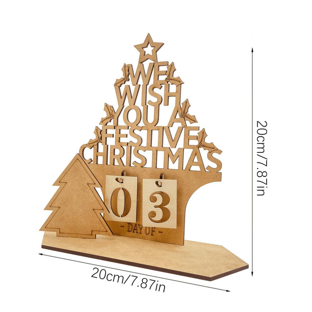 

2025 House Shaped Days Until Christmas Countdown Sign New Year Christmas Calendar Countdown Wooden Hollow Ornaments Gifts