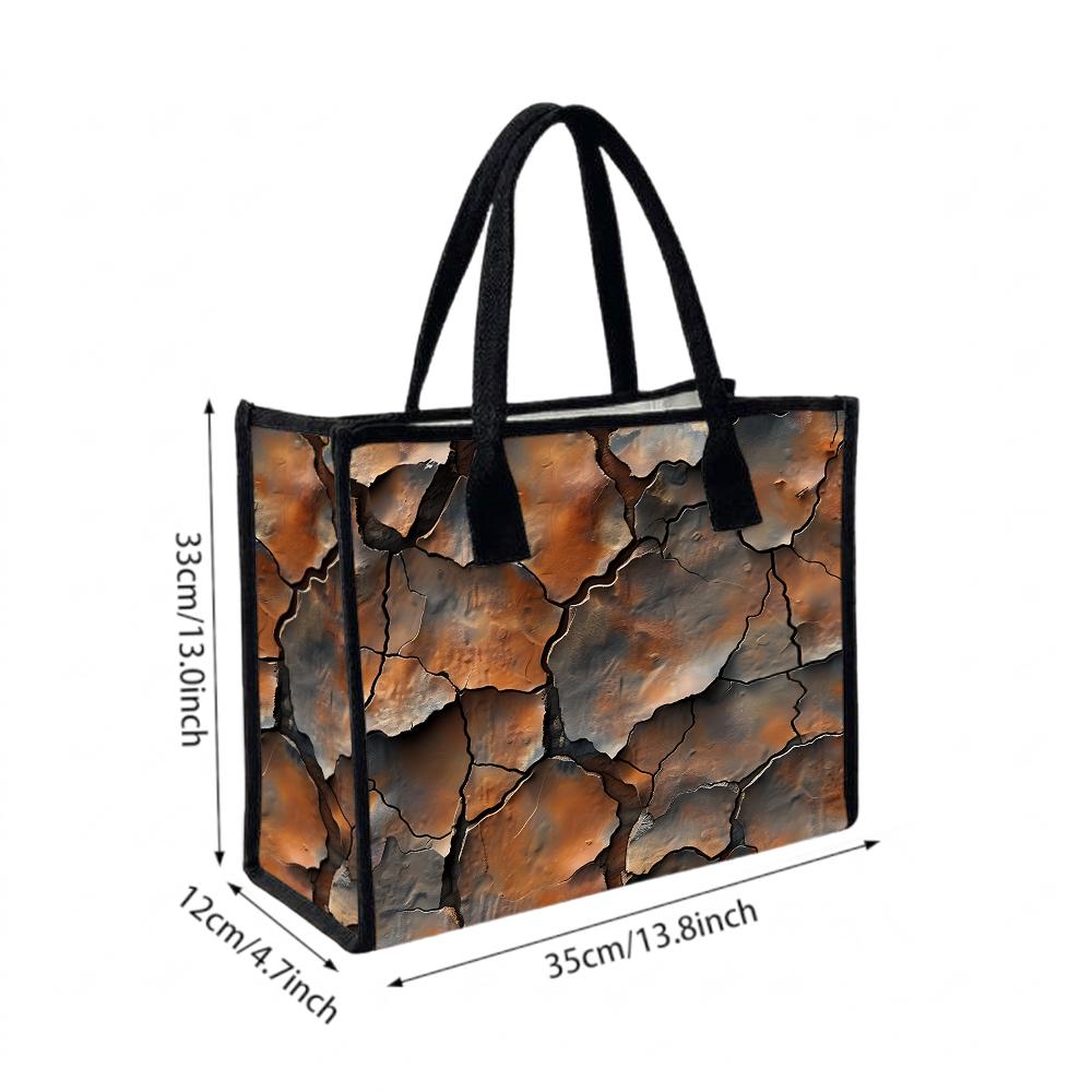 Vintage Cracked Texture Large Tote Bag Casual Daily Shoulder Handbag for Shopping Travel Work Use