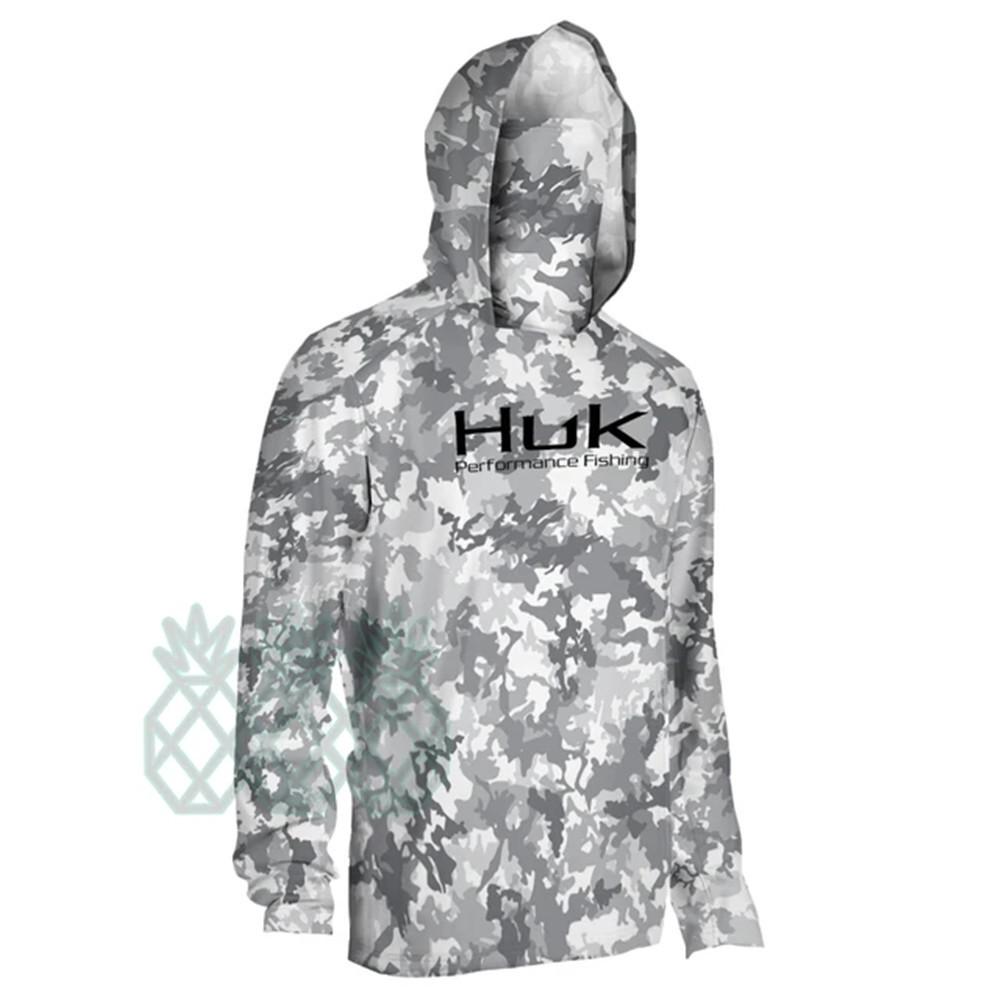 Cross-border HUK hooded fishing suit outdoor summer long-sleeved sunscreen T-shirt breathable face towel integrated fishing suit XXS