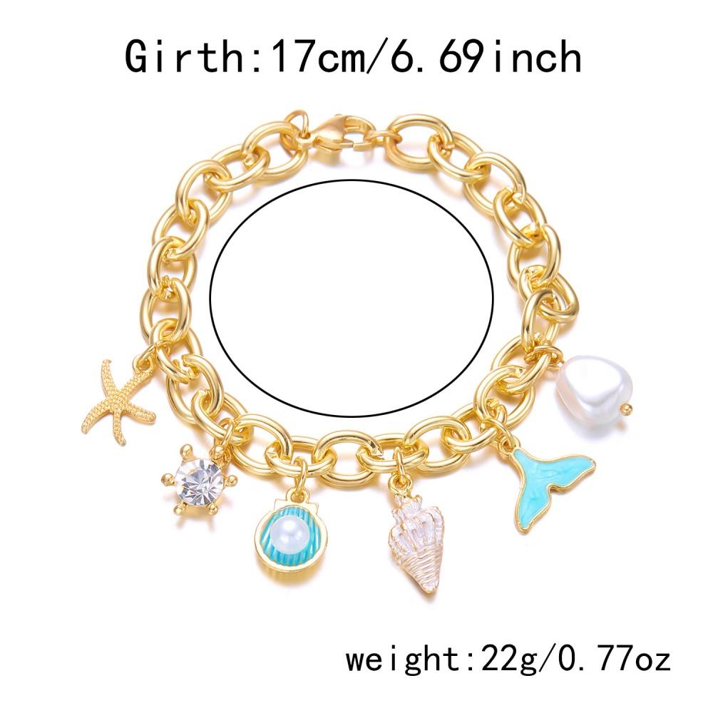 New Geometry Sea Star Conch Simulated-pearl Shell Tail Tassel Bracelet Necklace Women's Fashion Versatile Ocean Style Jewelry