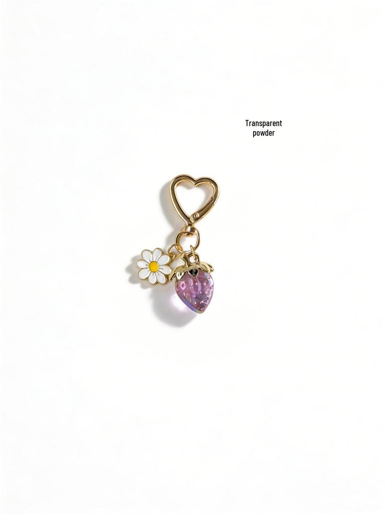 Charming Bowknot Heart-Shaped Strawberry Keychain