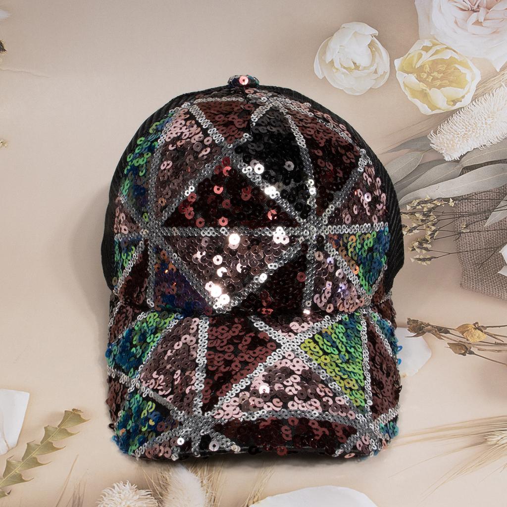 Fashionable Unisex Glitter Baseball Cap Adjustable Breathable Colorful Spring Summer Autumn Hat for Men Women Hip Hop Style