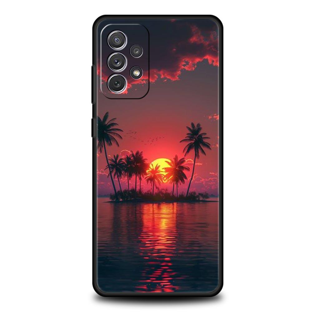 Summer Beach Scene at Sunset Case for Samsung A51 A71 A21S A12 A11 A15 A25 A31 A41 A23 A33 A53 A73 A05S A13 5G A35 A55 Cover