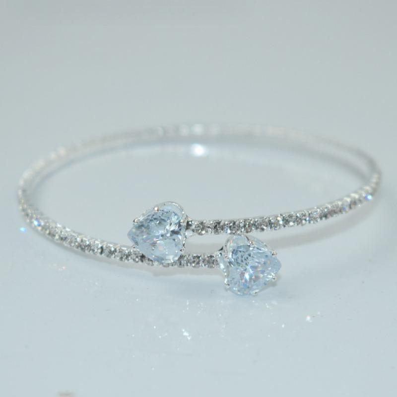 European and American Popular Fashion Alloy Jewelry Single Row Rhinestone Pearl Bracelet Women s Open Bracelet