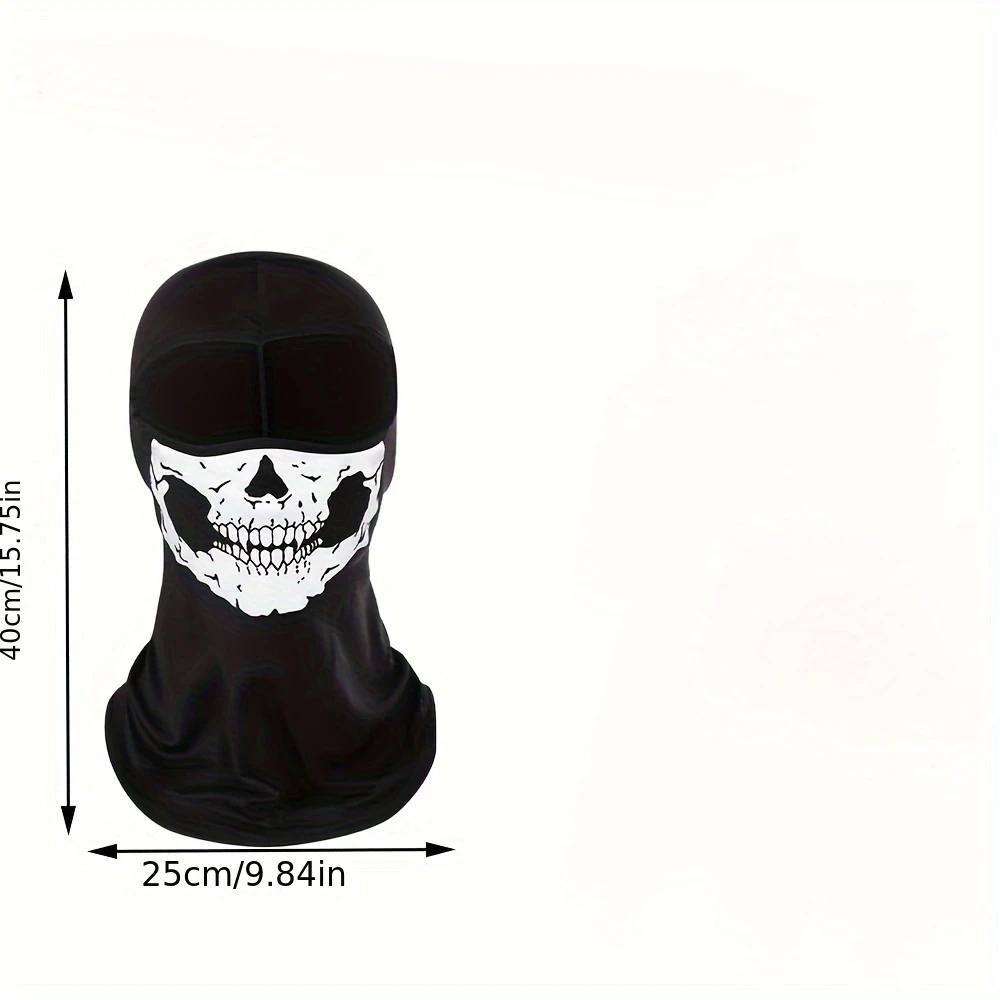 Balaclava de Motocicleta Máscara Facial Completa Estampa de Caveira Máscara Facial Completa para Motocicleta À Prova de Vento Aquecedor de Cabeça e Pescoço para Esqui Forro de Capacete de Bicicleta