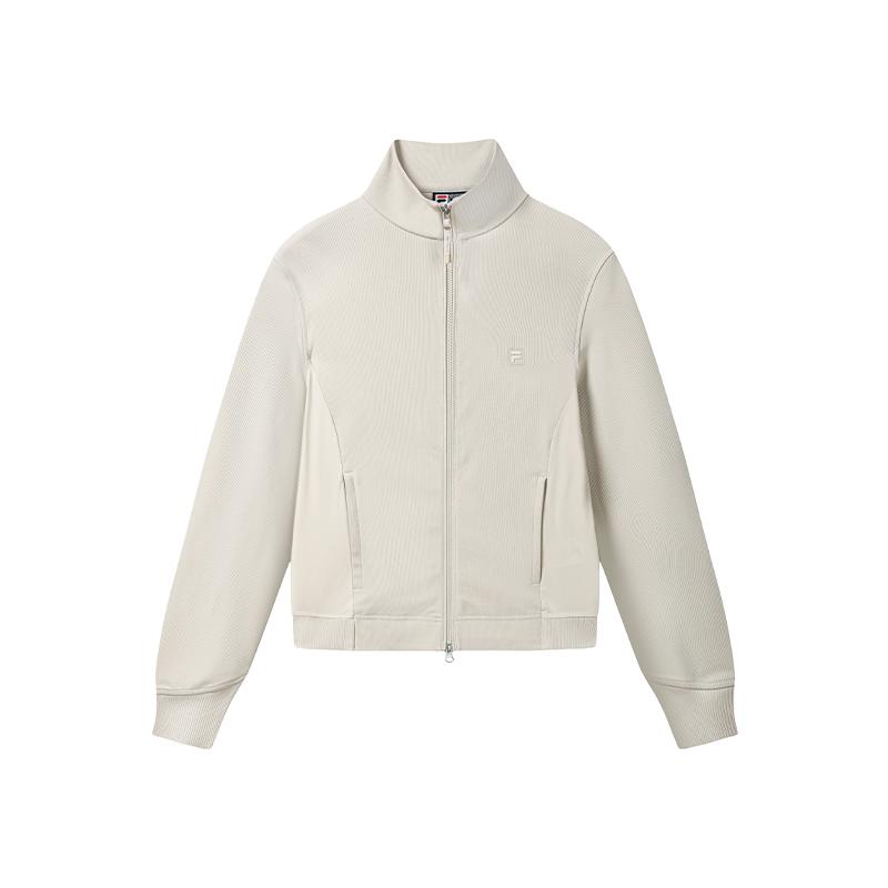 FILA White Minimalist Comfortable Slim Fit Stand Collar Jacket Women jackets F11W633501FBG