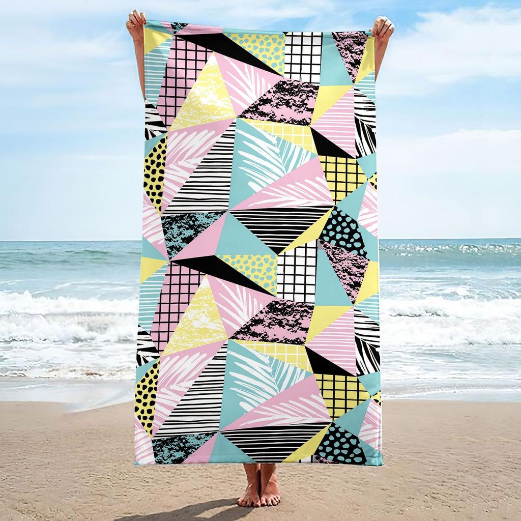 Elegant Green White Floral Beach Towel Polyester Quick Dry Sand Free Swimming Bath Towel For Women Summer Pool Vacation Travel