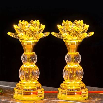 2pcs  Crystal Simulated Candlestick Buddhist Temple Supplies Temple Living Room Home Decor Sacrifice Feng Shui Ensuring Safety