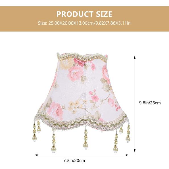 DOITOOL European Fringe Lamp Shade Cover Fabric Table Lampshade with Beads Decorative Light Shade for Bedroom and Living Compatible