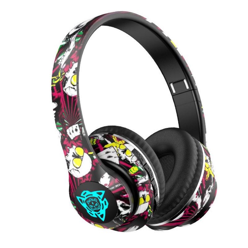 P35 Head-mounted Bluetooth Earphones: Wireless Luminous Graffiti-Style Stereo Sports Headset