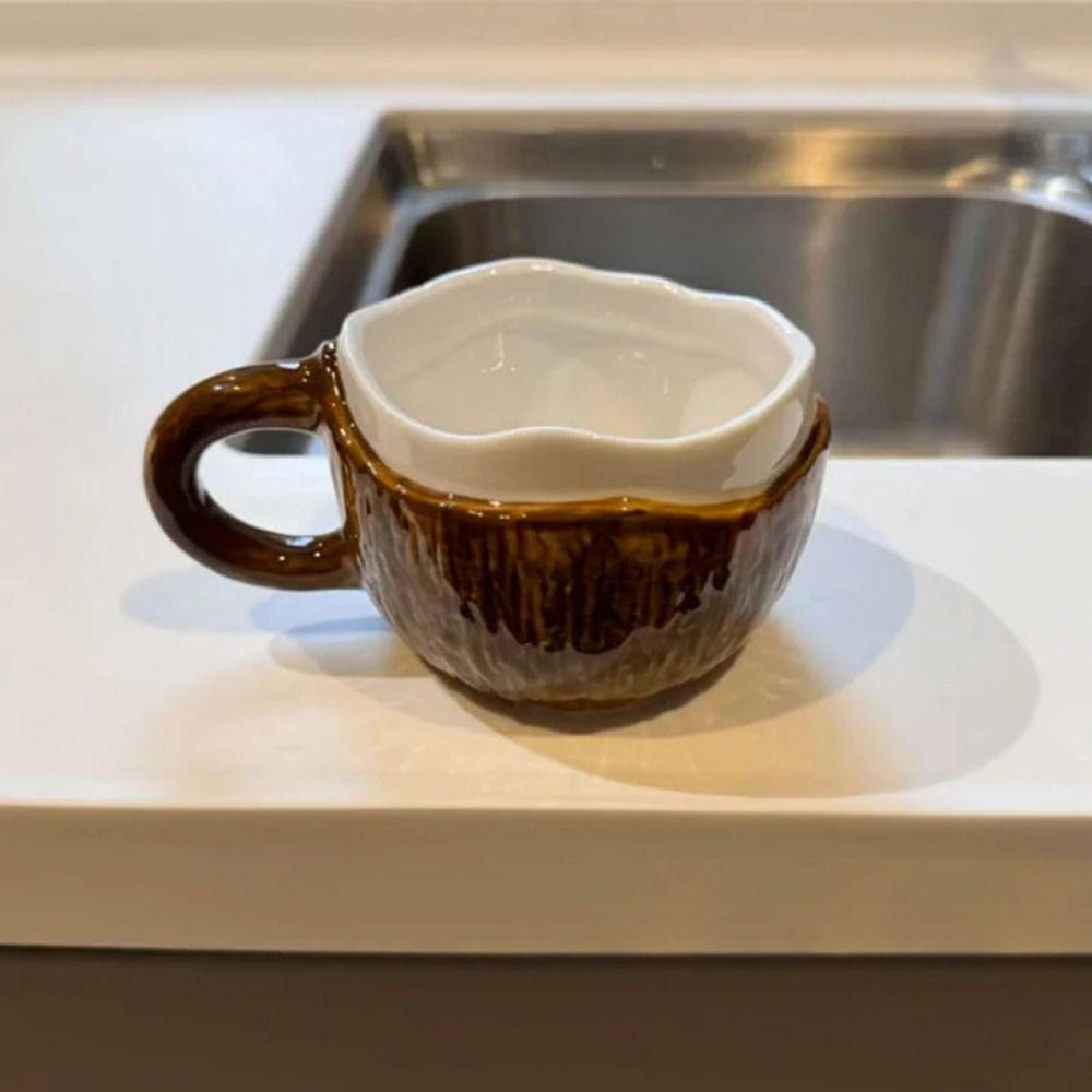 INS Creative Coffee Cup Irregular Imitation Coconut Shell Water Cup Coconut Ceramic Mug Household