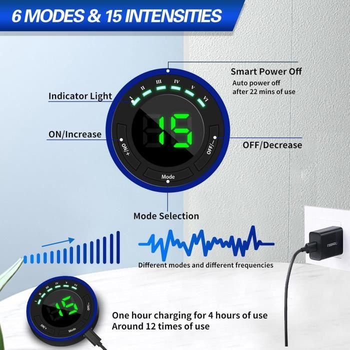 Electrostimulateur Musculaire - SEVEKO - Ceinture Abdominale - 6 Modes - 15 Intensités - Bleu