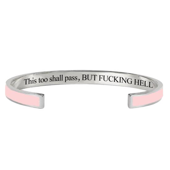 Baizihuahu This Too Shall Pass Mantra Cuff Bracelet, Adjustable Engraved Motivational Bangle Hidden Information Inspirational Encouragement