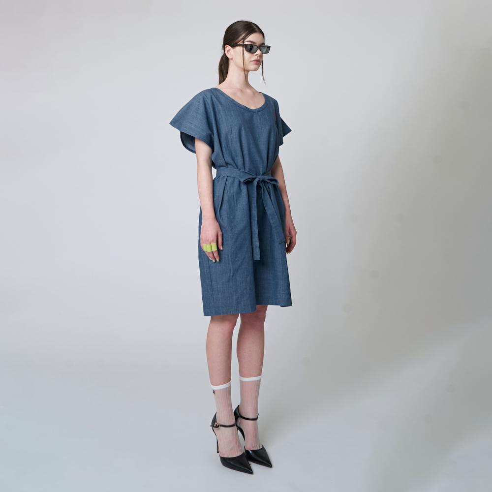 As Platform Aw41Op01 Cozy Belted Dress_Indigo Blue