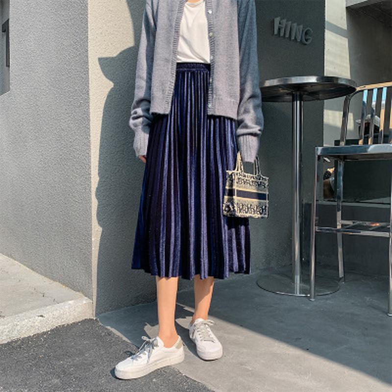 

Золотая бархатная юбка женская трапециевидной формы средней длины с высокой талией черные плиссированные длинные юбки женские XL темно-синий