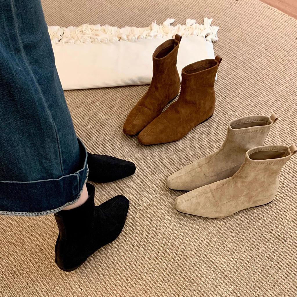 Inner height increase retro brown Martin boots women's shoes 2025 new temperament thin French small short boots spring and autumn single boots