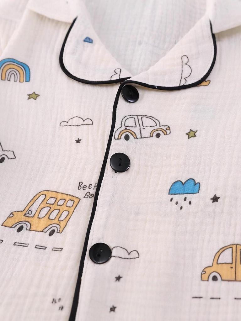 2025 Spring & Autumn Cartoon Kids' Pajamas: Long Sleeve, Double Layer Cardigan for Boys & Girls